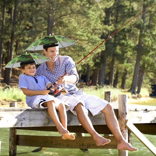 Realure 2 Pcs Head Umbrella Hats with Elastic Bands, Camo Funny Umbrella Hat, Mini Portable Hands Free Fishing Caps - Image 4