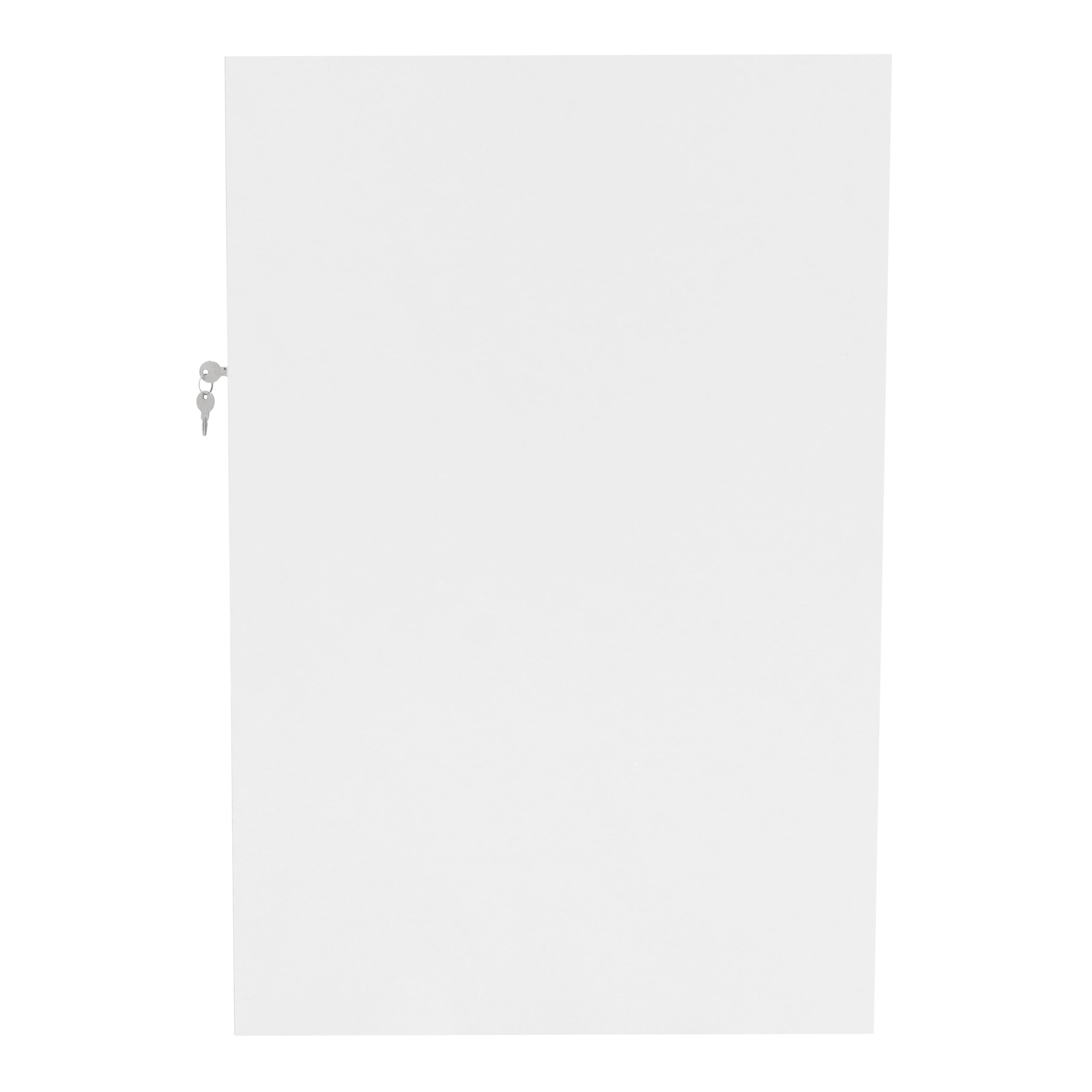 Comptoirs de Vente en MDF Blanc à LED Blancs Ensemble Apollo LM60 K1200 3 Unités de Rangement Étagères Internes Portes Coulissantes Verouillables Réception Bureau Vêtements Bijoux [Clés INCLUS]