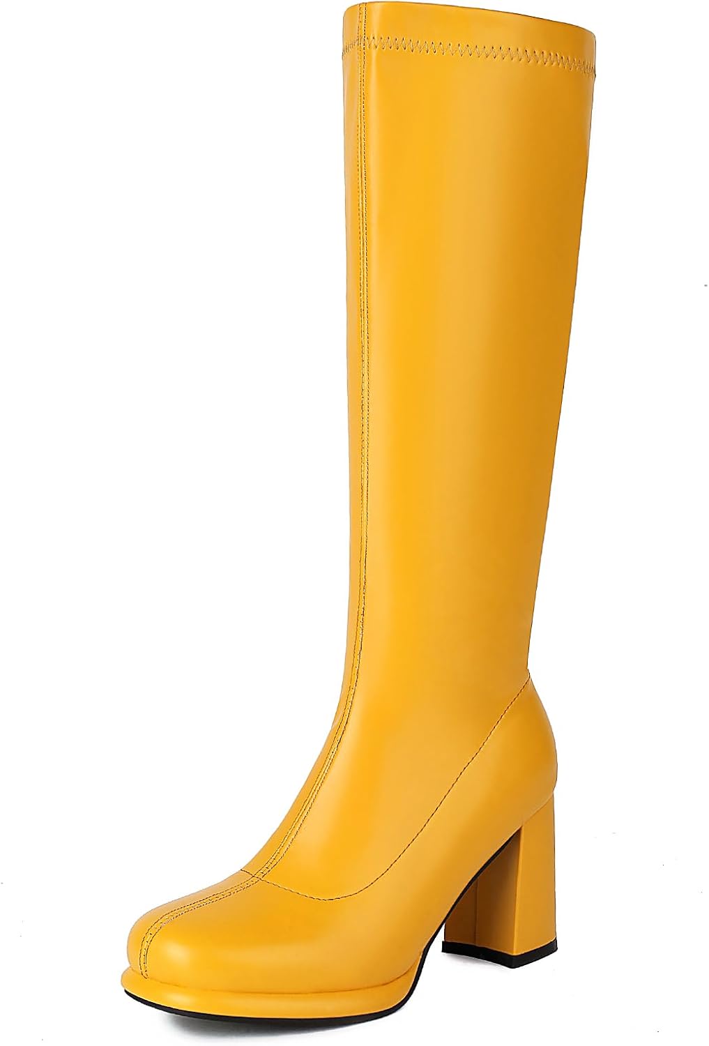 Gicoiz Women Slip On Winter Knee High Round Toe Boots
