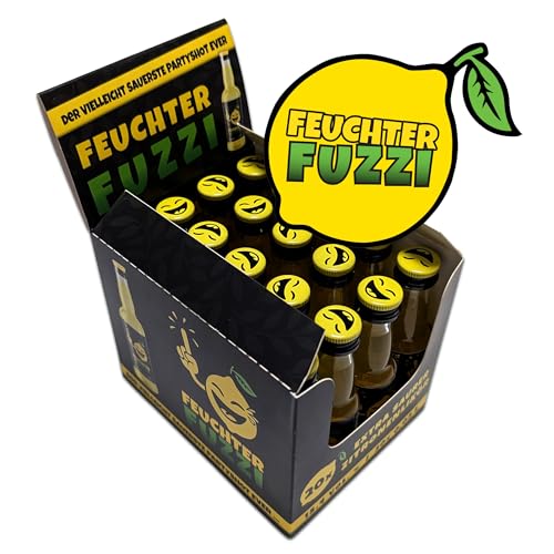 Feuchter Fuzzi 20er Pack – Der vielleicht sauerste Partyshot ever | 20x 0,02 l extra saurer Zitronenlikör | 15,4% vol. | Der neue Kult-Likör für Partys, Festivals & Junggesellenabschiede