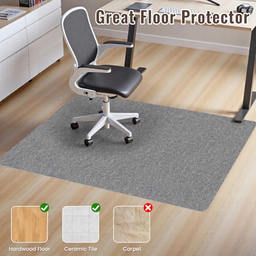 Image of Sycoodeal Office Chair Mat for Hardwood Floor,Slip Resistant Floor Mat for Office Computer Gaming Chair,Heavy Duty Floor Protector for Rolling Chairs,Easy to Clean,Grey(36 inchx55 inch)