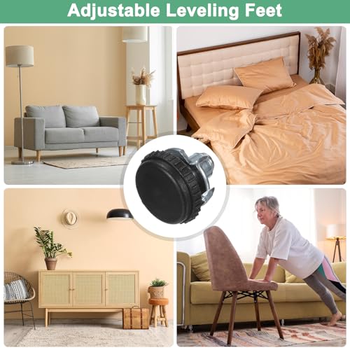 Image of M METERXITY 24-Pack Furniture Feet, 5 /16 inch-18 Thread w /T-Nut Kit Adjustable Furniture Levelers, Adjustable Leveling Feet Supports 7920LBS for Tables /Cabinets /Large Base Supports [Black]