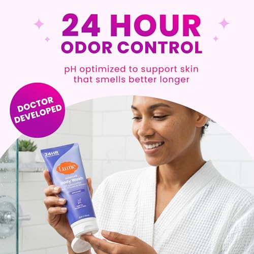Image of Lume Acidified Body Wash - 24 Hour Odor Control - Removes Odor Better than Soap - Hydrating Formula - Formulated Without SLS or Parabens - Safe For Sensitive Skin - 8.5 ounce (Soft Powder)