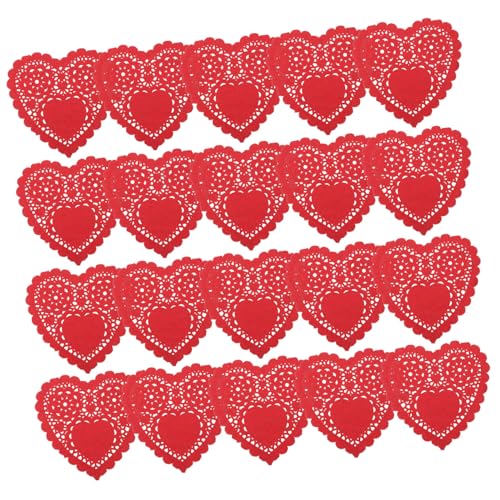 OFFSCH Heart Shaped Food Placemat 100pcs Valentine Themed Wax Paper Sheets for Cooking