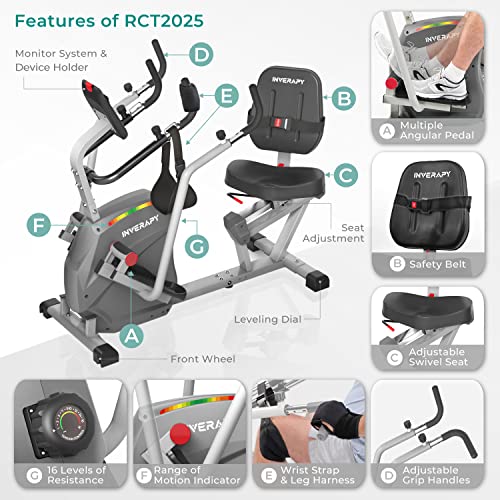 Inverapy by Innova RCT2025 Recumbent Cross Trainer with Swiv...