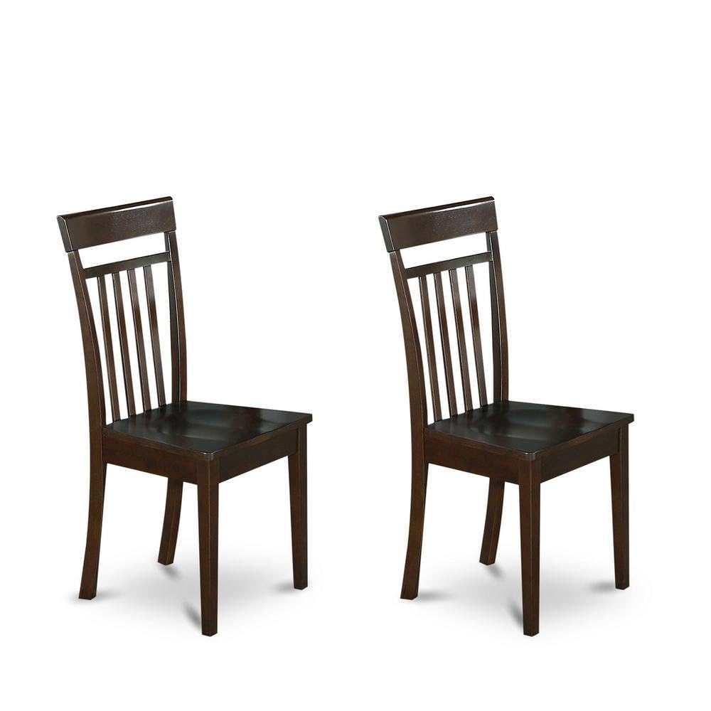 Solid Wood Slat-Back Dining Chairs with Wood Seat by Furnifact – Wood, Brown, Pack of 2