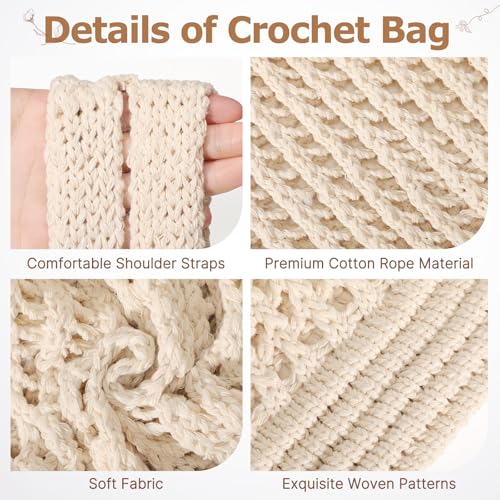 Image of Crochet Tote Beach Bags for Women Mesh Knit Boho Hobo Shoulder Bag