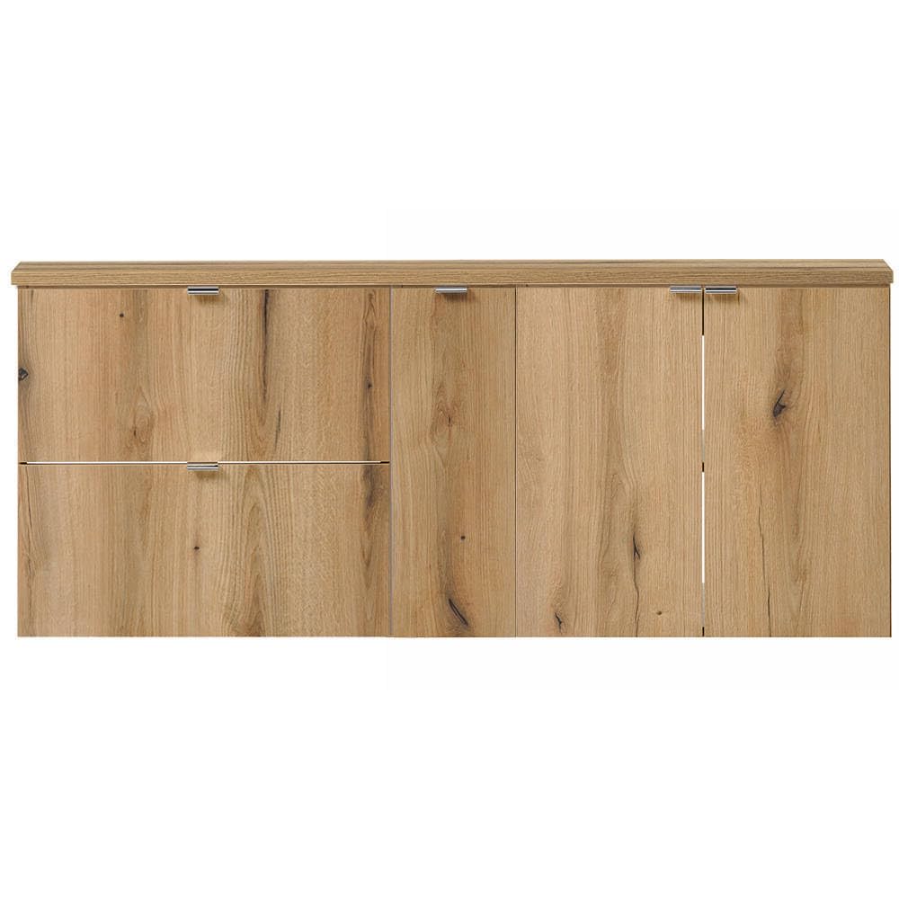 [en.casa] Doppelwaschtisch Skelbolu Unterschrank mit 3 Türen und 2 Schubladen Waschbeckenunterschrank Badmöbel 140x60x40 cm Eiche