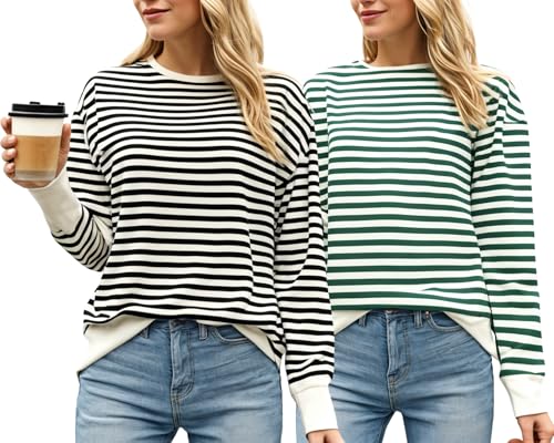 Image of VIMAL JONNEY Women Striped T-Shirt || T-Shirt for Women || Full Sleeve T Shirt || T-Shirt-VIMAL640620