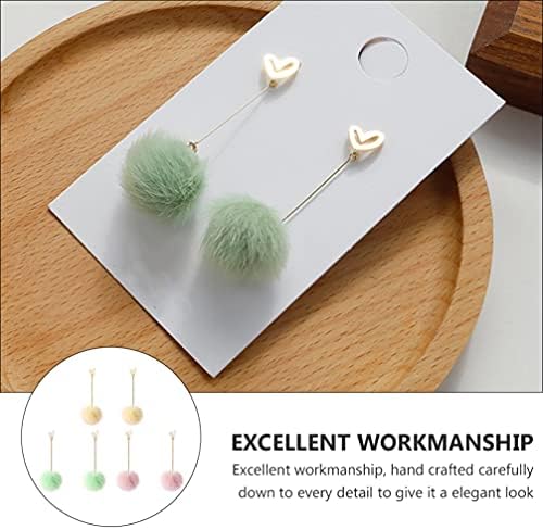 Holibanna 3 Pairs Furry Ball Earrings Pom Pom Earrings Set Cute Winter Jewelries Dangle Earrings Valentines Gifts for Women Girls Pink Yellow Green