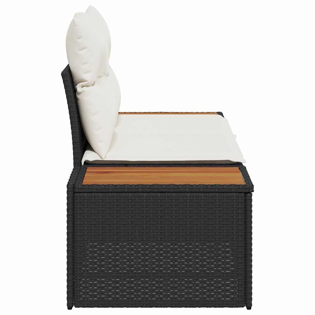 Sofa ogrodowa, czarna, 184 x 62 x 85 cm, polirattanowa, 2-osobowa sofa wypoczynkowa ze stalową ramą, nowoczesne wzornictwo, na taras, balkon
