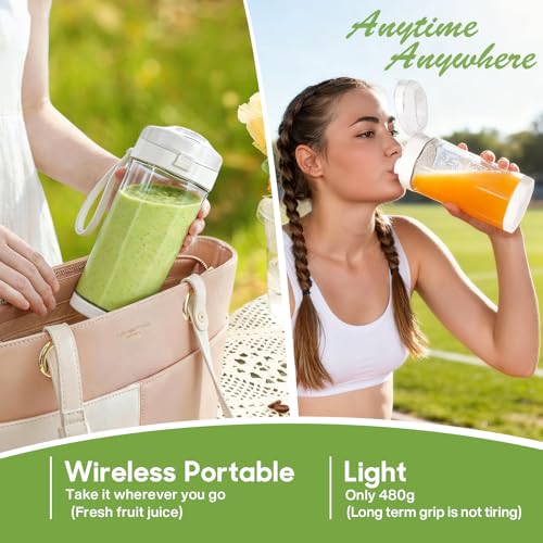 Image of Upgrade 700 ML Portable Smoothie Blender, Rechargeable Blende -White