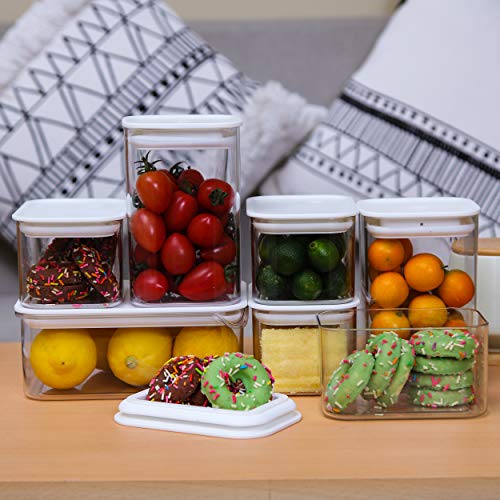 Citylife 7 Set Clear Food Storage Containers with Lids Fridge Produce Saver Plastic Cereal Container Kitchen Pantry Storage Organization Container for Food