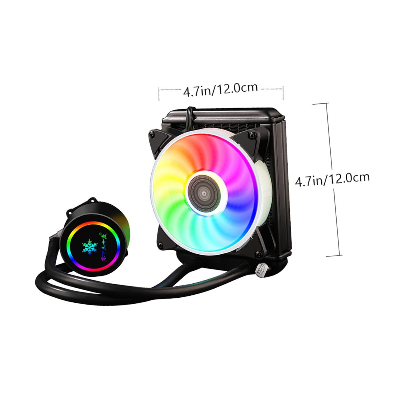 CPU Cooler Radiator Liquid Cooling System 120mm Water-Cooled Heat Sink with RGB for Gaming Desktop Pcs Compatible with Intel and Other Processors