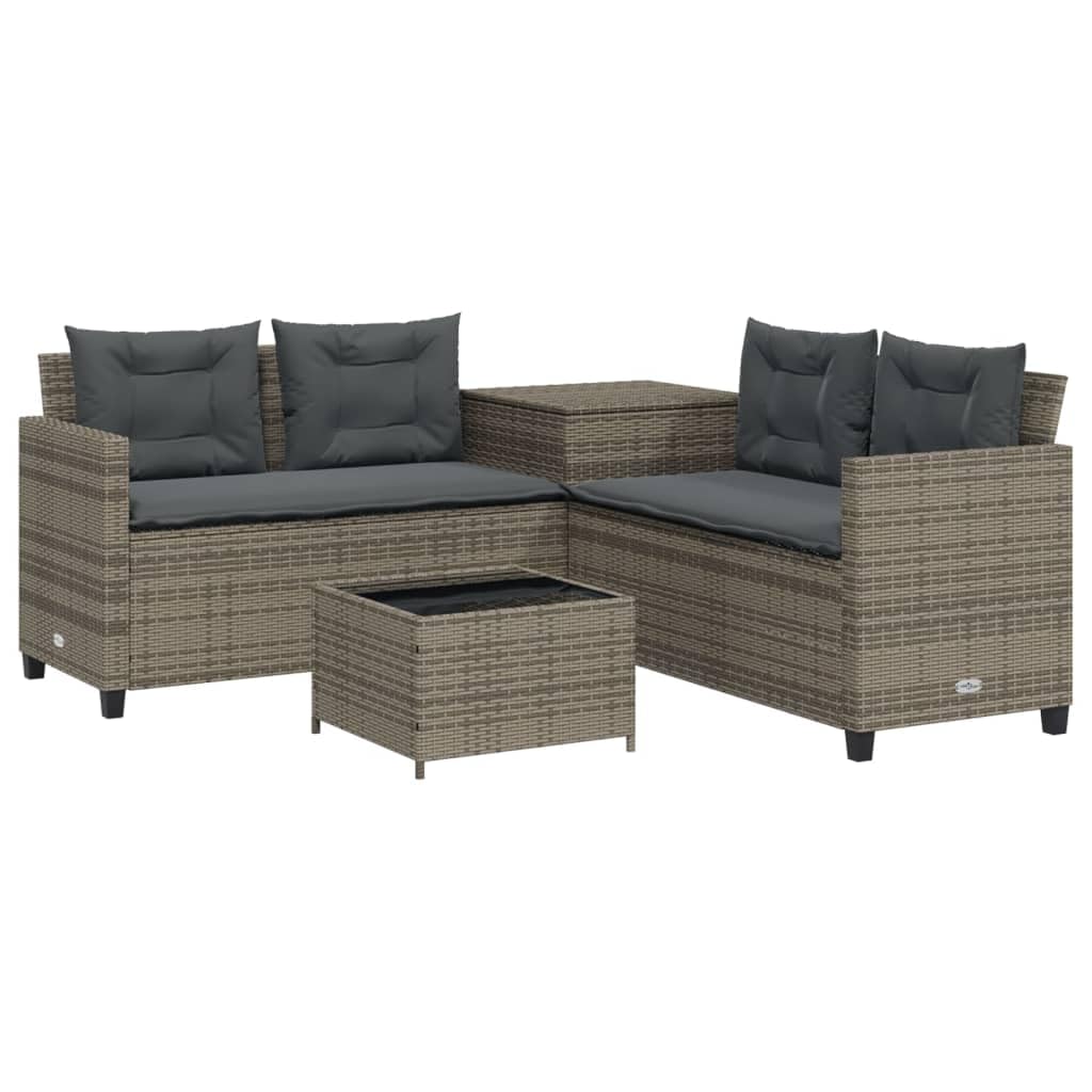 VidaXL Divano Da Giardino A 4 Posti In Polyrattan Grigio Con Cuscini Imbottiti