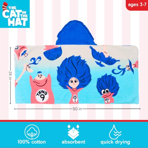Image of Franco Dr. Seuss Cat in The Hat Movie Bath and Beach Soft Cotton Terry Hooded Towel Wrap, 24 inch x 50 inch, (Officially Licensed Product)