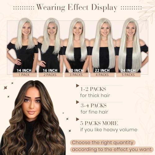 Hetto Tape in Hair Extensions Human Hair Balayage Brown 16 Inch, Natural Seamless Hair Extensions Tape in Human Hair - Image 4
