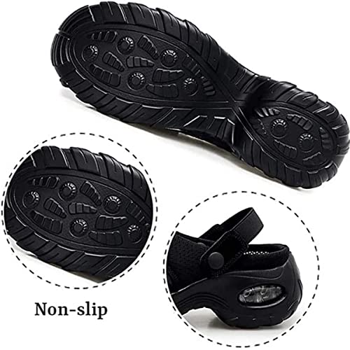 Zhongle Women Diabetic Walking Air Cushion Slip-On Orthopedic Sandals,2023 New Air Cushion Platform Mesh Sneaker Sandals with Arch Support (8.5,Black) - Thumbnail 5