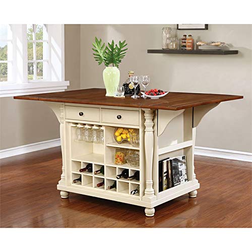 Bowery Hill Drop Leaf Kitchen Island In Brown And Buttermilk #TOP5