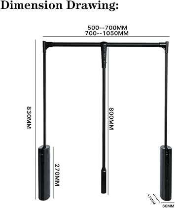 Pull-Down Closet Rod Closet Lifter 500-1050mm Width Adjustable, Strong Load-Bearing Capacity,500-700mm,Grey