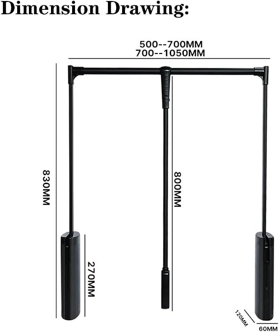 Pull-Down Closet Rod Closet Lifter 500-1050mm Width Adjustable, Strong Load-Bearing Capacity,500-700mm,Grey
