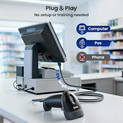 Eyoyo USB 2D Handheld Wired Barcode Scanner, Automatic QR Code Scanner PDF417 Data Matrix Bar Code Reader with USB Cable for POS Mobile Payment, Convenience Store, Warehouse, Supermarket by Eyoyo - Image 8