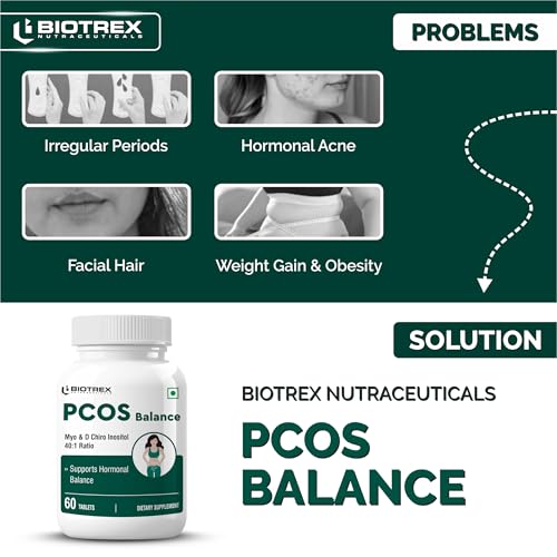 Image of Biotrex Nutraceuticals PCOS Supplement for women with 40:1 Ratio, High Purity Pharma Grade Ingredients | 2000mg Myo Inositol to 50mg D Chiro Inositol | Ovarian Support | Normalize Cycle | 60 Vegetarian Tablets