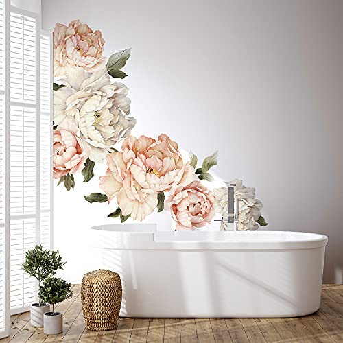 Murwall Peony Wall Decal Kids Floral Wall Sticker Watercolor Floral Removable Peel N Stick For Girls Peonie Wall Decals Childroom Livingroom #TOP4