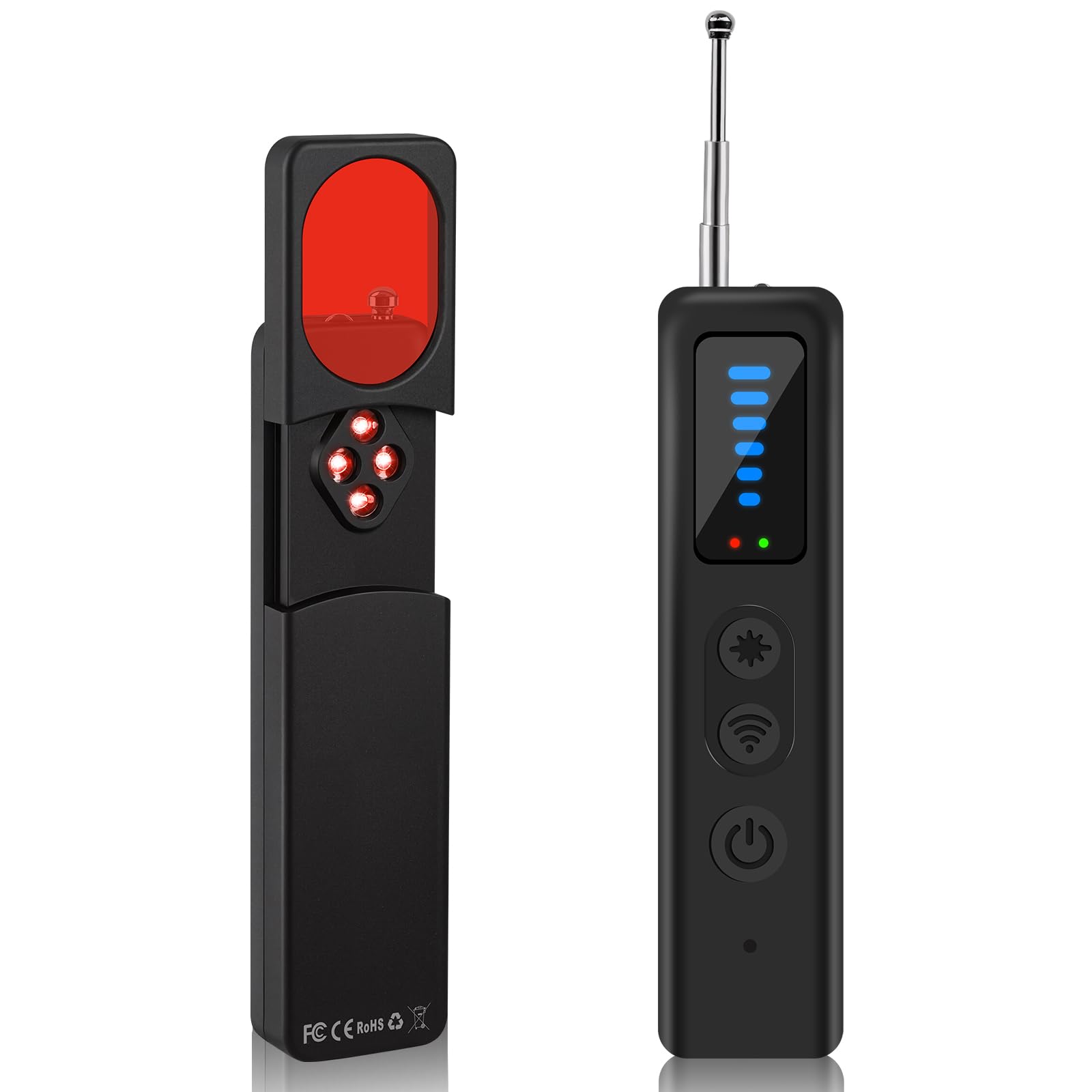 Détecteur de Caméra Cachée – Détecteur de Micro, GPS Tracker et Scanner RF sans Fil, 5 Niveaux de Sensibilité, Alarme de Sécurité pour Maison, Bureau et Hôtel
