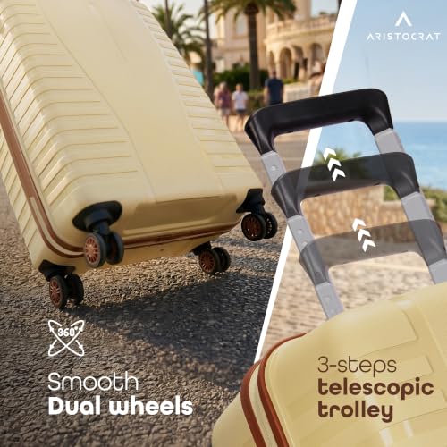 Image of Aristocrat Airpro-Max 55.5 cm Cabin Small Size Trolley Bag, Lightweight Polypropylene Case Luggage with 8 Wheels, Combination Lock, Travel-Friendly, 3-Year International Warranty, Mojave Desert