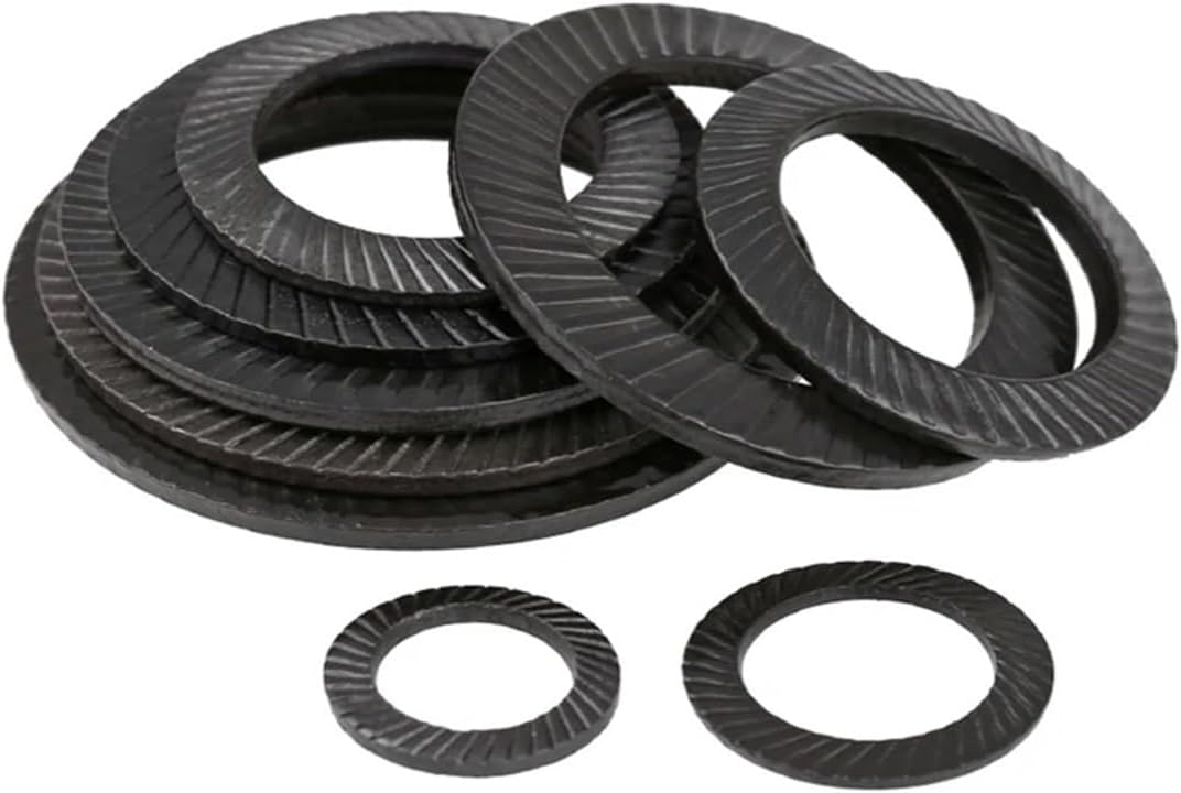 Washer 2~100Pcs Black Self Serrated Washers Vibration Locking Gasket Double-Sided Toothed Anti-Skid Washer M3M4M5M6M10M12M14-M36(M4-100pcs)