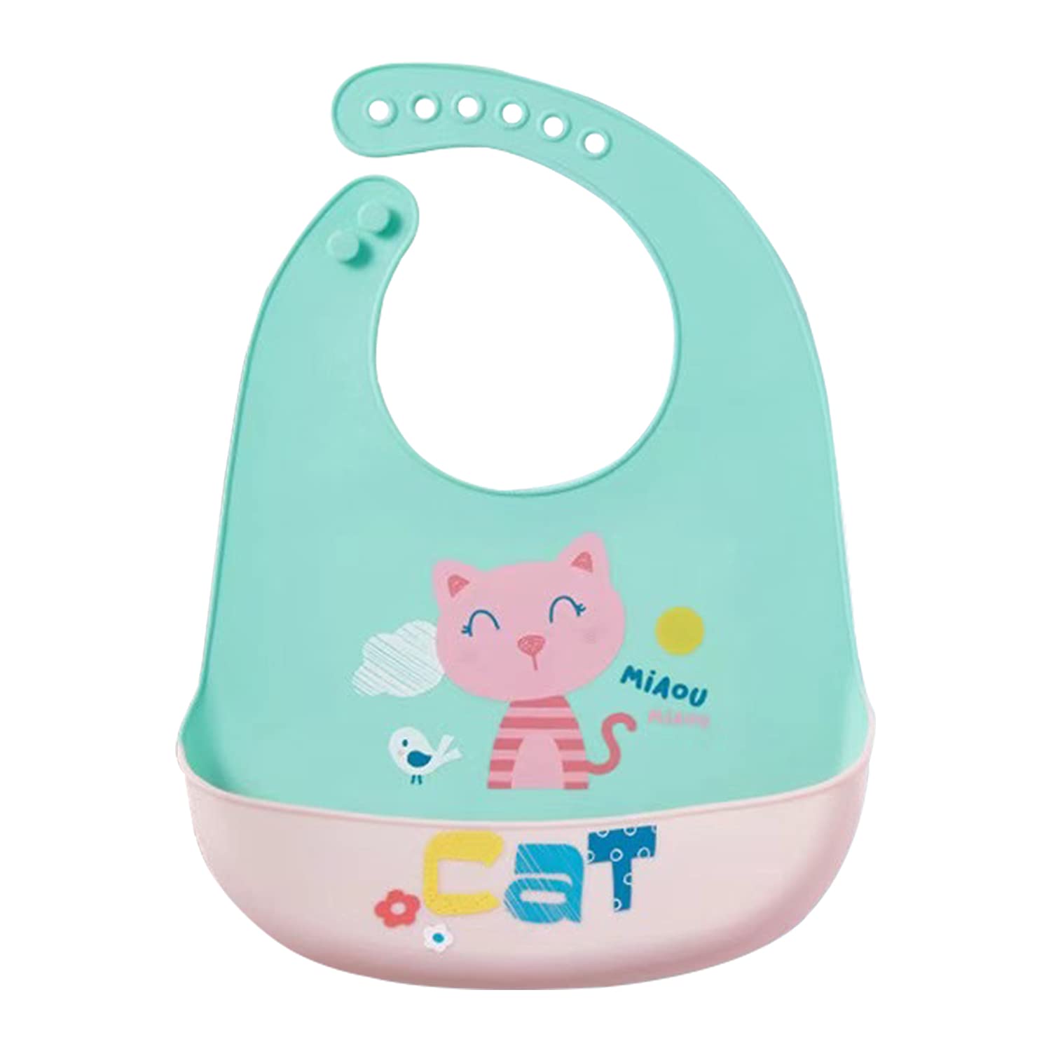 Hopop Silicone Bib for Baby | Waterproof Silicone Baby Bib for Feeding with Crumb Catcher | Adjustable Neckline with Buttons | Washable & Reusable | Suitable from 6 to 36 Months-image-16