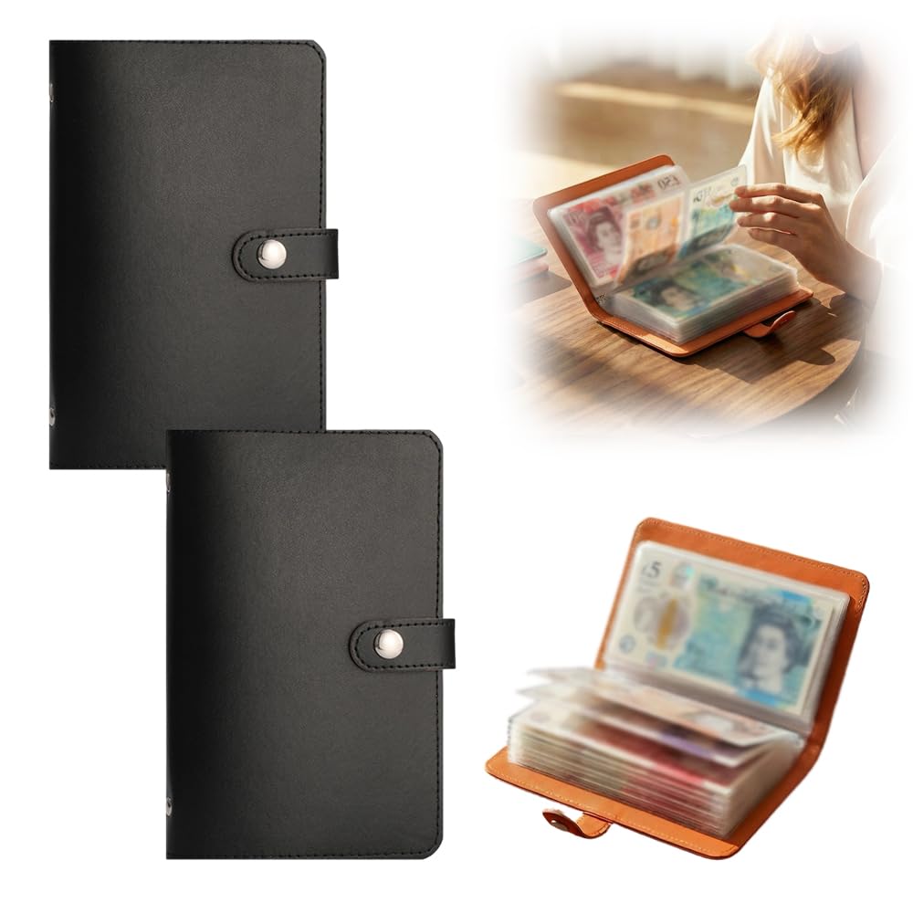 100 Envelope Money Saving Challenge Set, 2026 New Money Saving Wallet, A6 Binder with Magnetic Buckle Savings Notebook Includes Saving Notebook & Binder 50 Pages, Both Sides can be Used (2, Black)