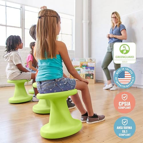 Image of ECR4Kids Twist Active Wobble Stool, 14in Seat Height, Classroom Furniture, Lime Green