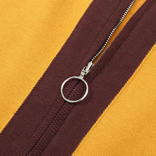 OXKNIT Men's Knit Polo Shirts Full Zip 1960s Style Retro Long Sleeve Cotton Yellow Cardigan Sweater4
