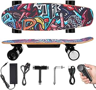 Electric Skateboard Complete with Wireless Remote Control 350W Motor, 7 Lays Maple Longboard, Three-Speed Adjustable, Skate Boards Great for Teenager and Adult (Black)