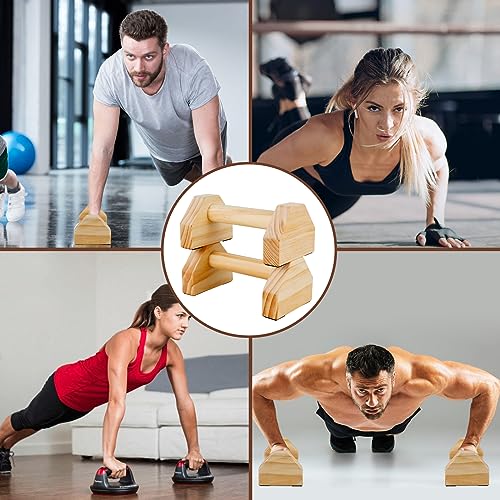 Image of 1 Pair Wooden Push up Bars, Push up Bracket, Push-Up Frame with Ergonomical Handle, Pushup Stands, Non-slip Base Home Workout Equipment, Push up Bracket Board Parallettes for Indoor Fitness Training