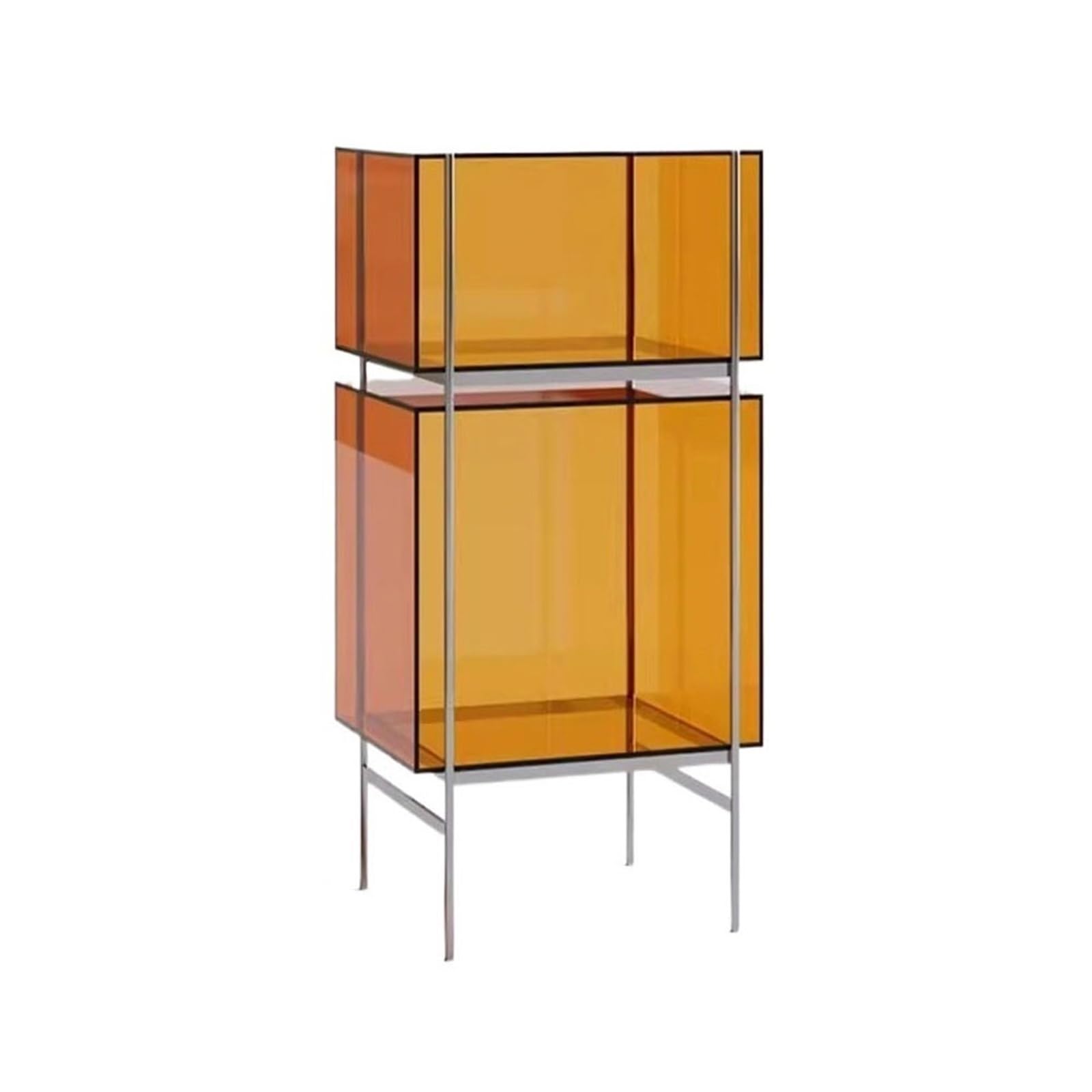 Huangj-0527 CD storage Multi-functional Acrylic CD Record Rack with Stainless Steel Bracket Living Room Sideboard Record(Orange)