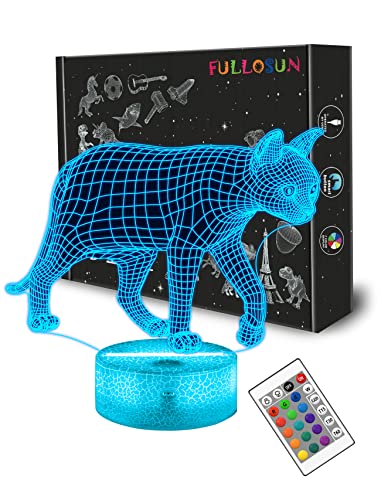 FULLOSUN Lampe de nuit pour enfants Cat Kitty 3D Illusion Lamp avec télécommande 16 changement de...