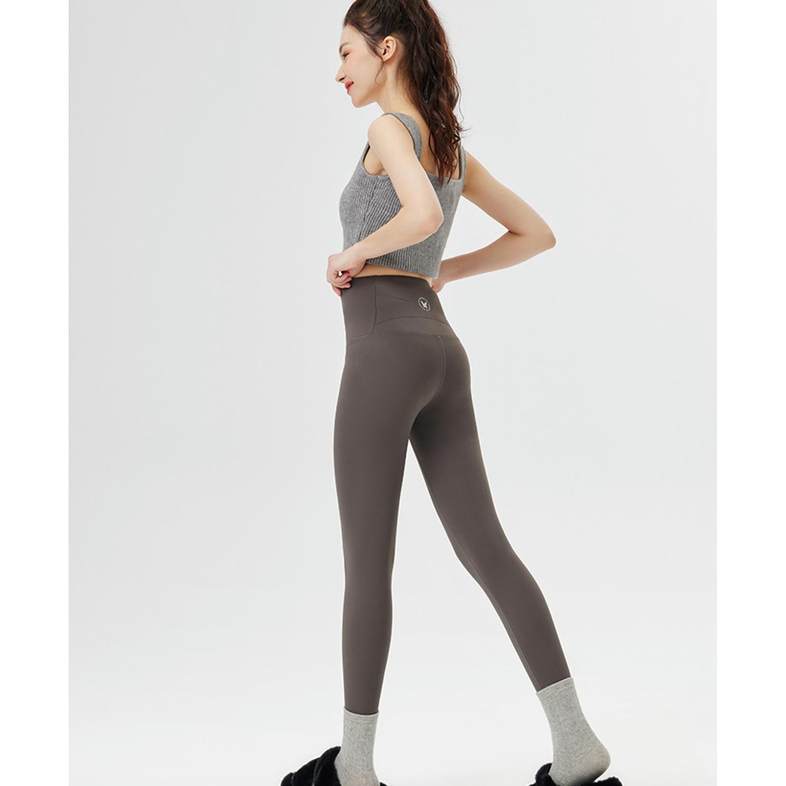 Leggins Sportivi Donna Leggings da Donna Ad Alta Vita da Donna, Leggings di Fitness, Leggings Neri, Pantaloni da Yoga da Donna-sciometti Cenere di Cereali-XXXL