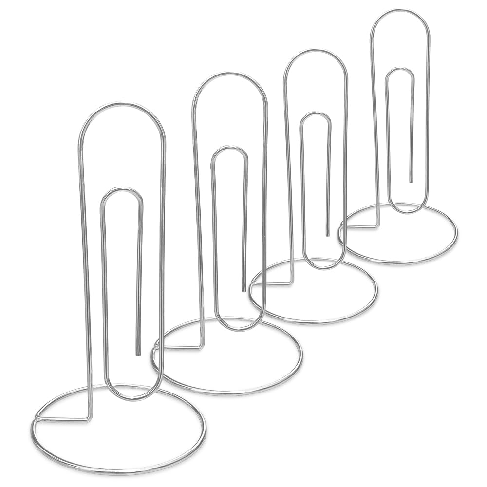 Paquete de 4 soportes de papel grandes plateados para escritorio, soporte para cartas, soporte de papel para escritorio, almacenamiento de cartas y facturas, organizador de correo, accesorios de