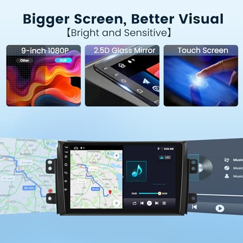 Image of 2+64G Android Stereo for Suzuki SX4 2006-2013 Support Wireless Carplay&Android Auto with 9 inch Touchscreen GPS Navigation Bluetooth USB WiFi FM /RDS Radio Receiver Backup Camera