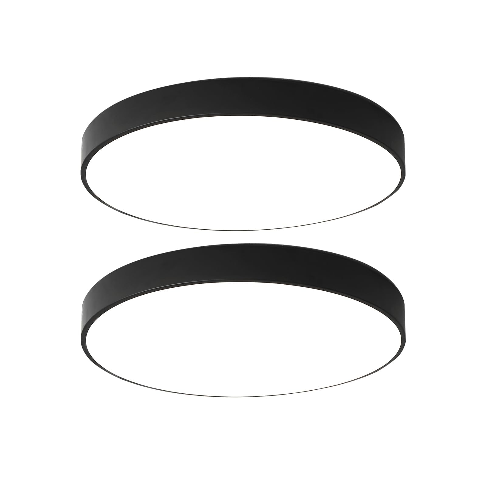 Ganeed 2-Packs Black LED Ceiling Light Fixture, 12Inch Cool White Modern Ceiling Lamp, Round Low Profile Semi Flush Mount Lighting for Kitchen Bedroom Hallway Porch Office Living Room, 24W, 6500K