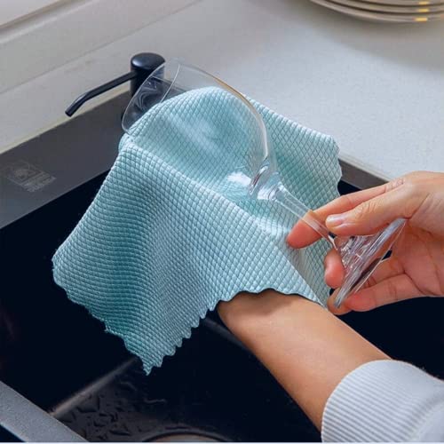 Toalha de limpeza reutilizável de poliéster e náilon, 60cm x 40cm, escama de peixe