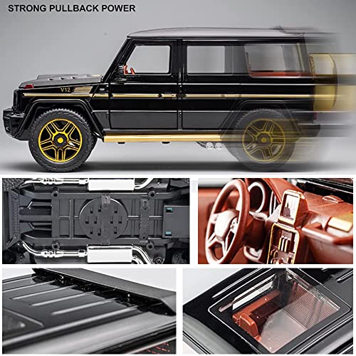 Image of Exquisite car Model 1 /24 Benz G63 AMG Model Car, Zinc Alloy Pull Back Toy car with Sound and Light for Kids Boy Girl Gift (Black)