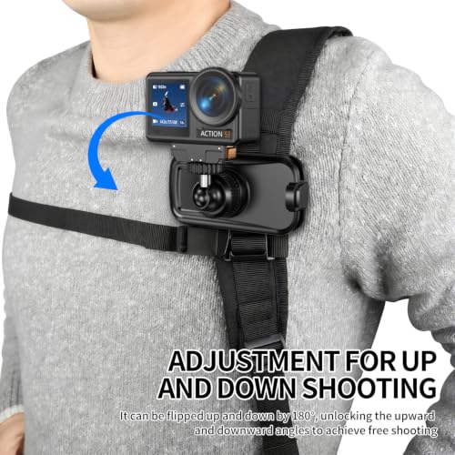 Image of MOBILIFE Magnetic Backpack Camera Clamp for Insta360 X5 /X4 /X3 | 360 Ball Head, 1 /4 inch Screw Mount, Secure Buckle & Deep Serrated Teeth, POV View for Hiking Riding