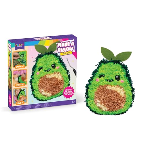 LatchKits Avocado Pillow - Latch Hook Kits for Kids Arts and Crafts Yarn Art Kids Crafts Toys for Girls Birthday Gift for Girls Easy to Follow Pattern Hook Included Craft Kits Ages 6+
