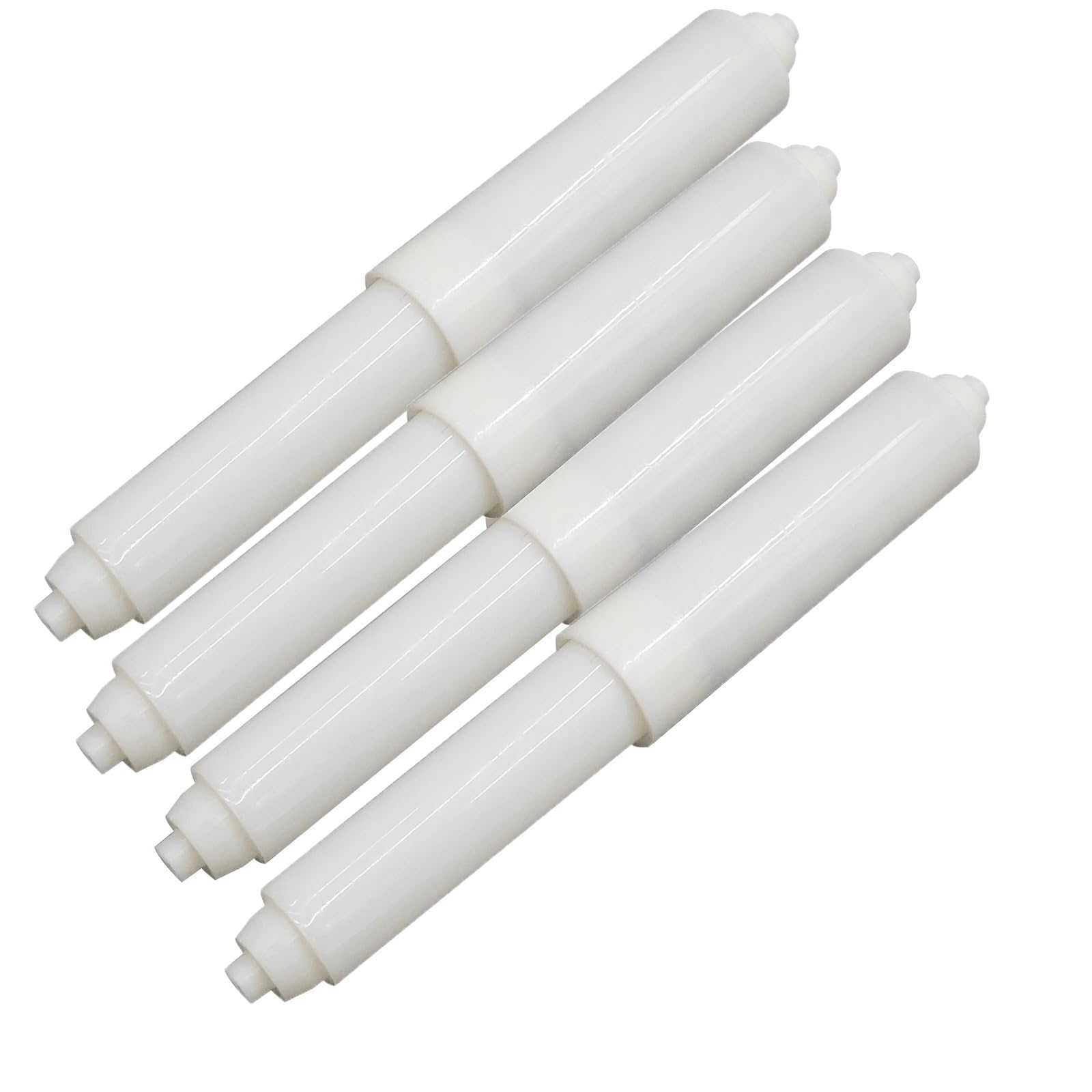 Toilet Roll Holder - 4 Pack Bathroom Accessories, Round White Axis Spring-Loaded Tissue Paper Holders, Durable Plastic Loo Roller Plastic Spring Loaded Toilet Tissue Roll Holder