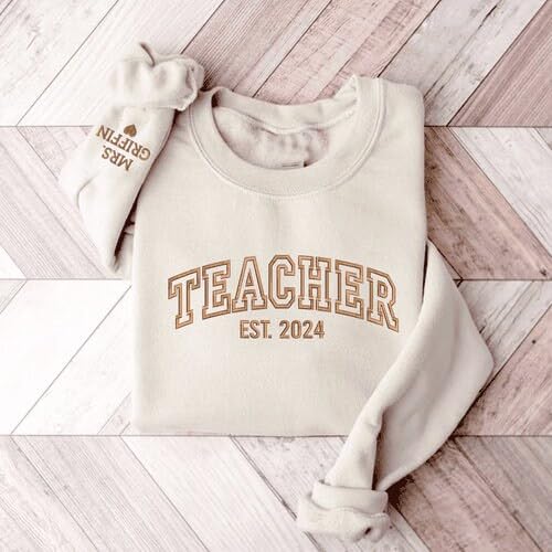 Personalized Embroidered Sweatshirt, Kindergarten Teacher Gift, Teacher Day Shirt2