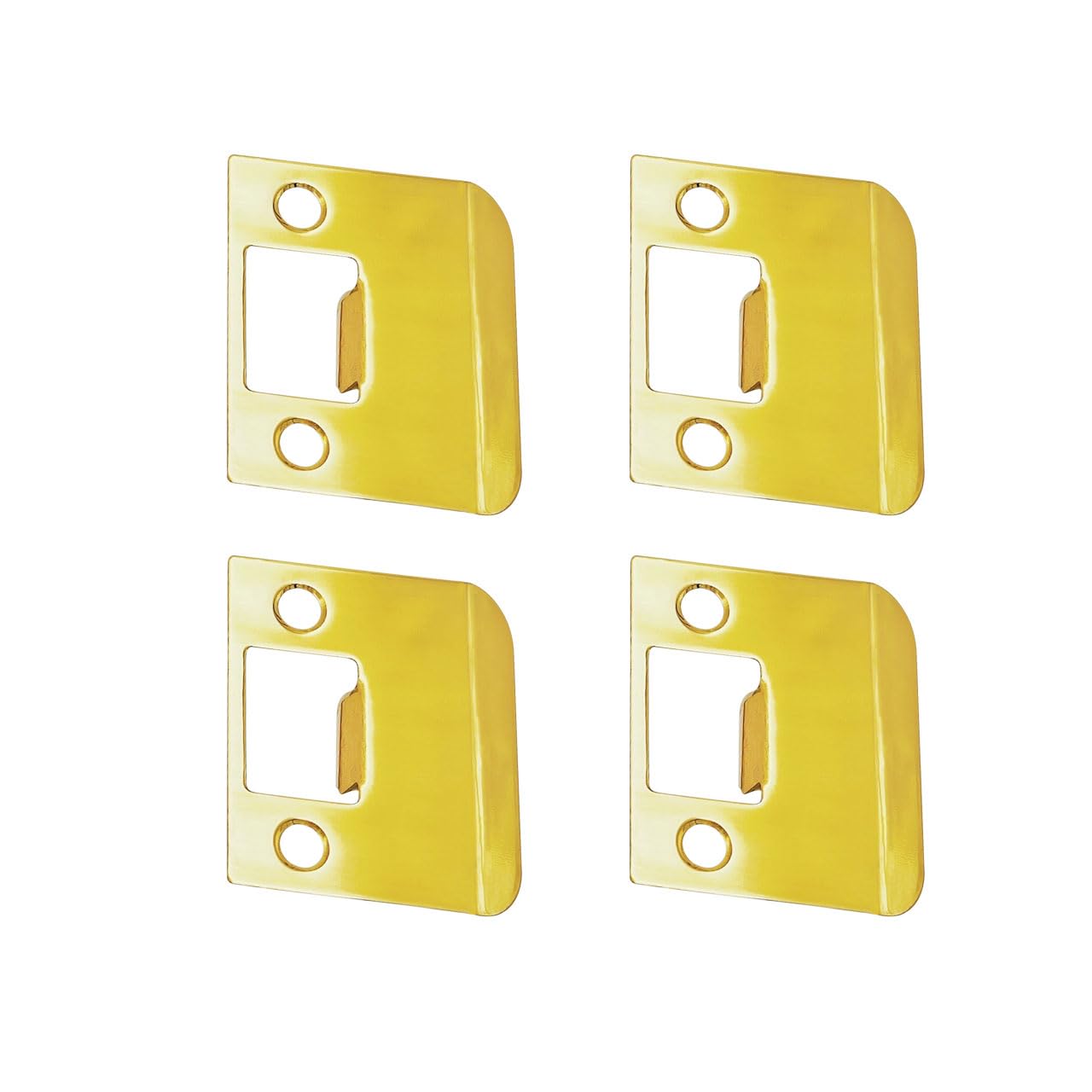 QCAA Solid Brass Extended Lip Strike, 2''X2-1/4, Polish Brass, 4 Pack, Made in Taiwan